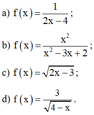 Bài tập tìm tập xác định của hàm số f(x)